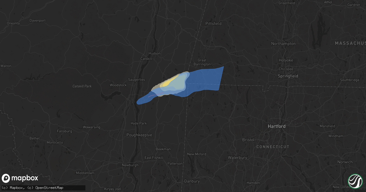 Hail map in Millerton, NY on September 6, 2025