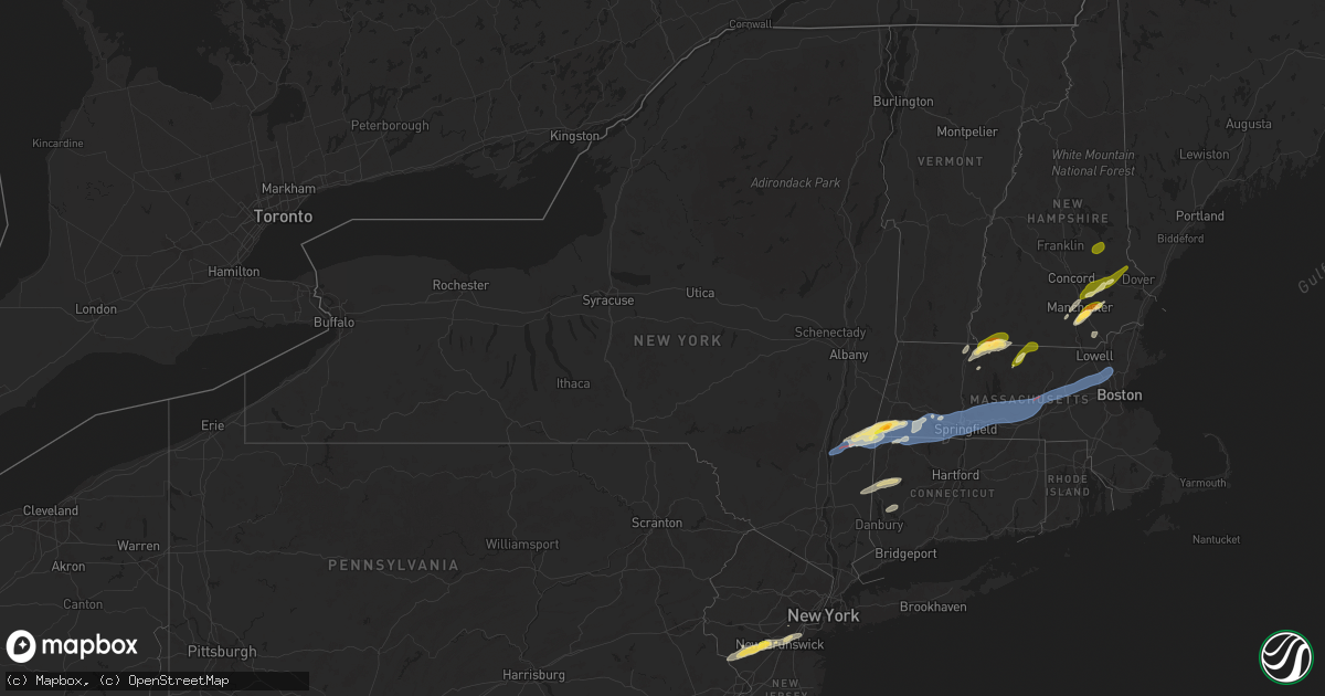 Hail map in New York on September 6, 2025