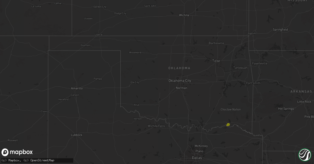 Hail map in Oklahoma on September 6, 2025