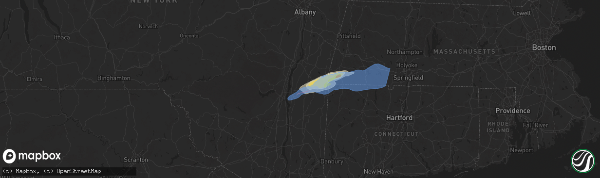 Hail map in Red Hook, NY on September 6, 2025
