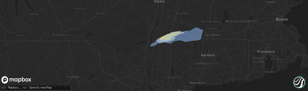 Hail map in Rhinebeck, NY on September 6, 2025