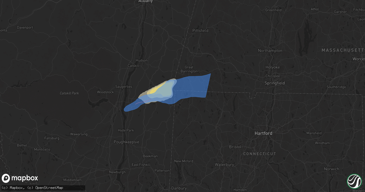 Hail map in Salisbury, CT on September 6, 2025