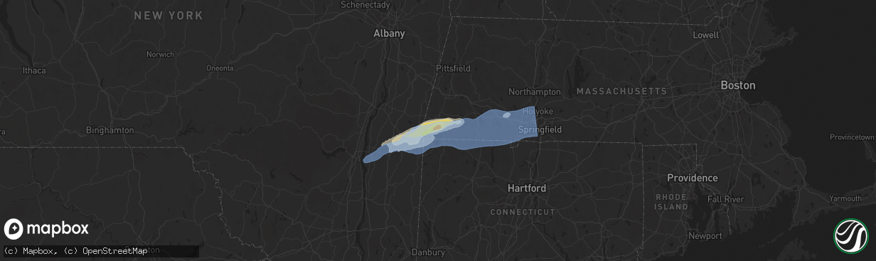 Hail map in Sheffield, MA on September 6, 2025