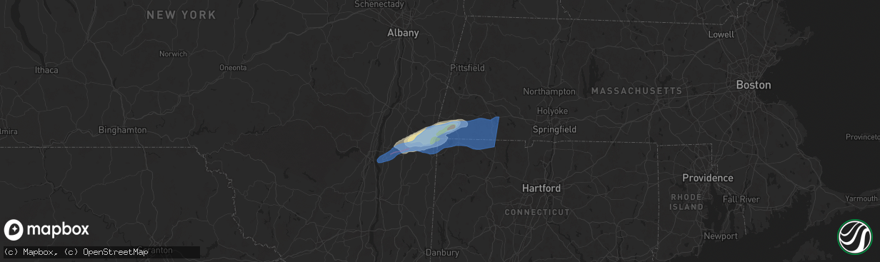 Hail map in South Egremont, MA on September 6, 2025