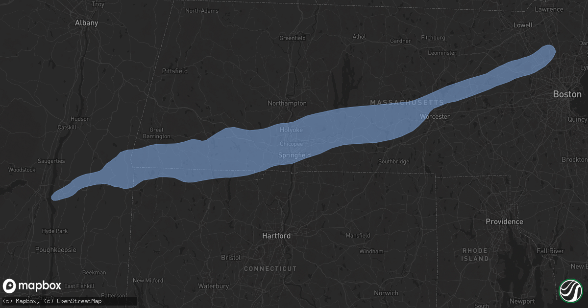Hail map in Springfield, MA on September 6, 2025