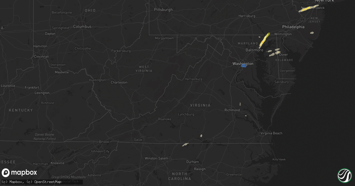 Hail map in Virginia on September 6, 2025