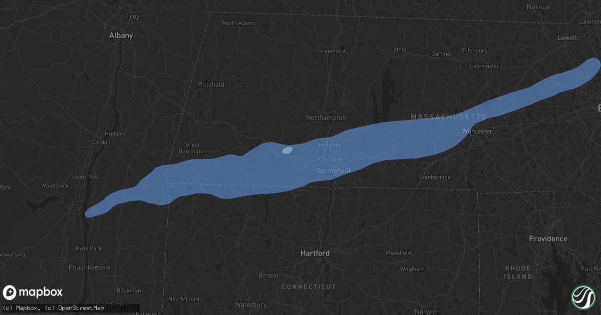 Hail map in Westfield, MA on September 6, 2025