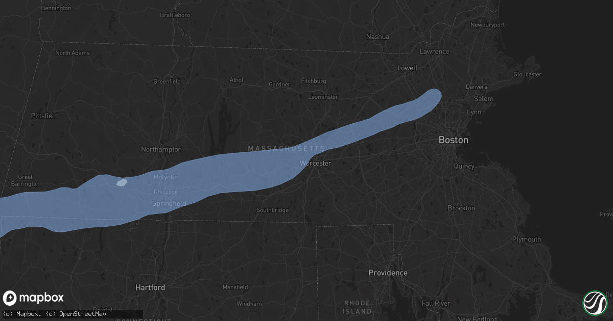 Hail map in Worcester, MA on September 6, 2025