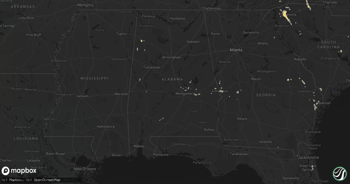 Hail map in Alabama on September 6, 2026