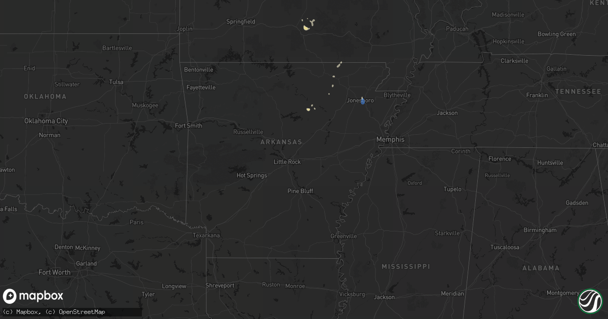 Hail map in Arkansas on September 6, 2026