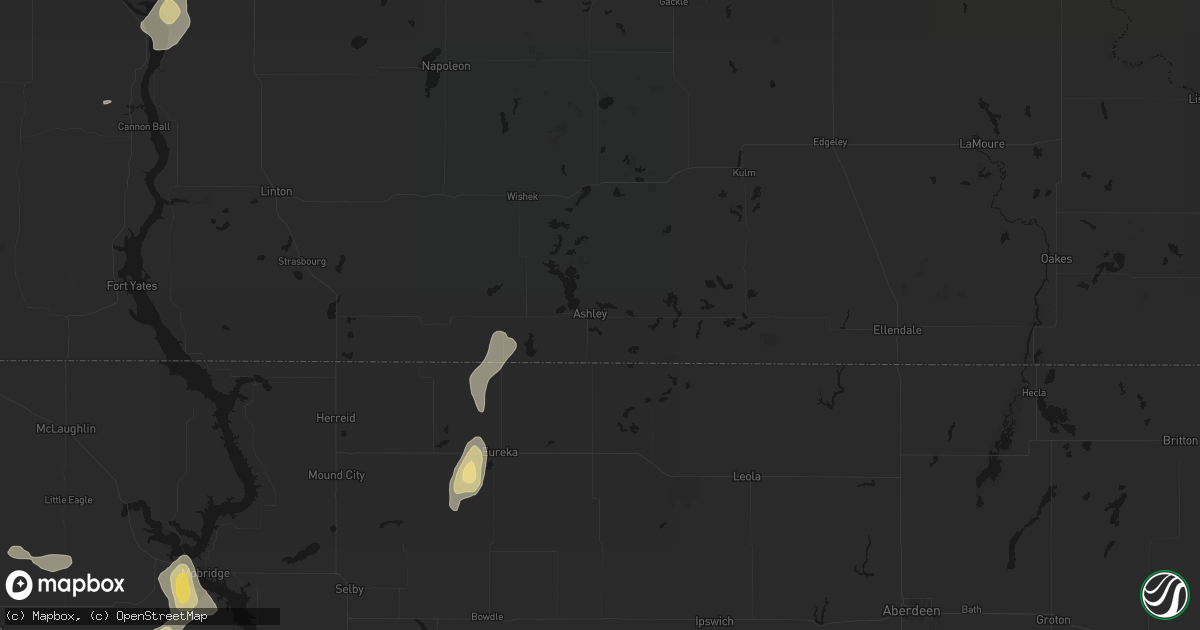 Hail map in Ashley, ND on September 6, 2026