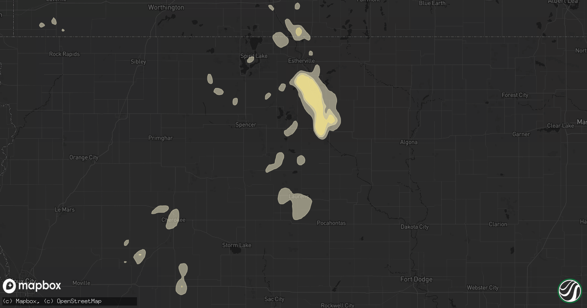 Hail map in Ayrshire, IA on September 6, 2026