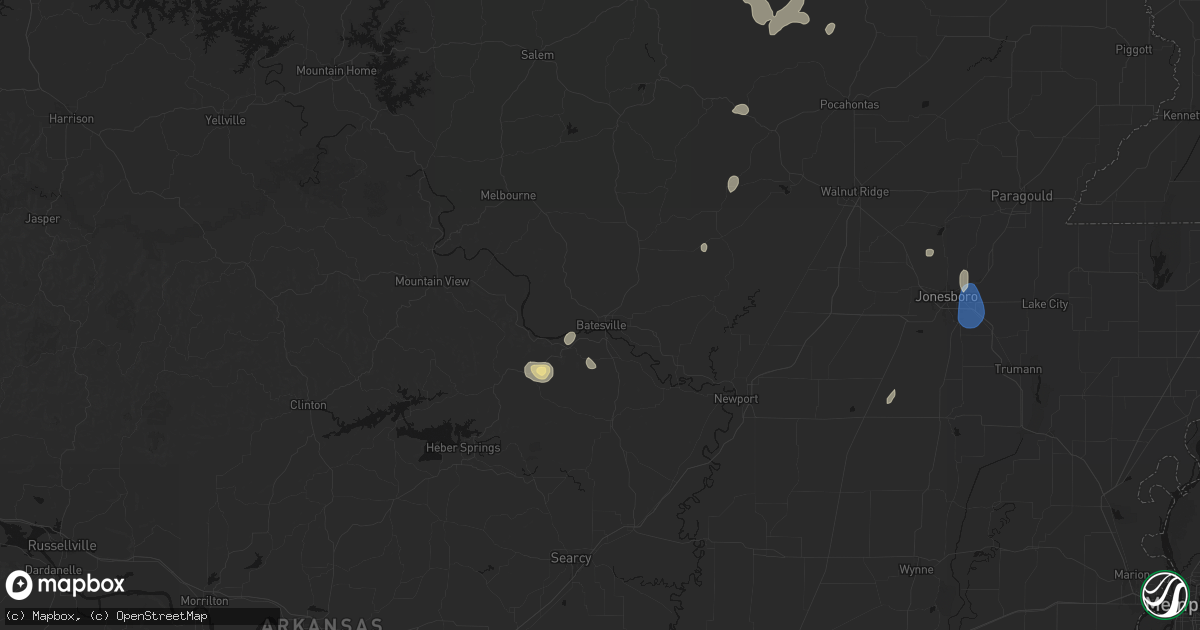 Hail map in Batesville, AR on September 6, 2026