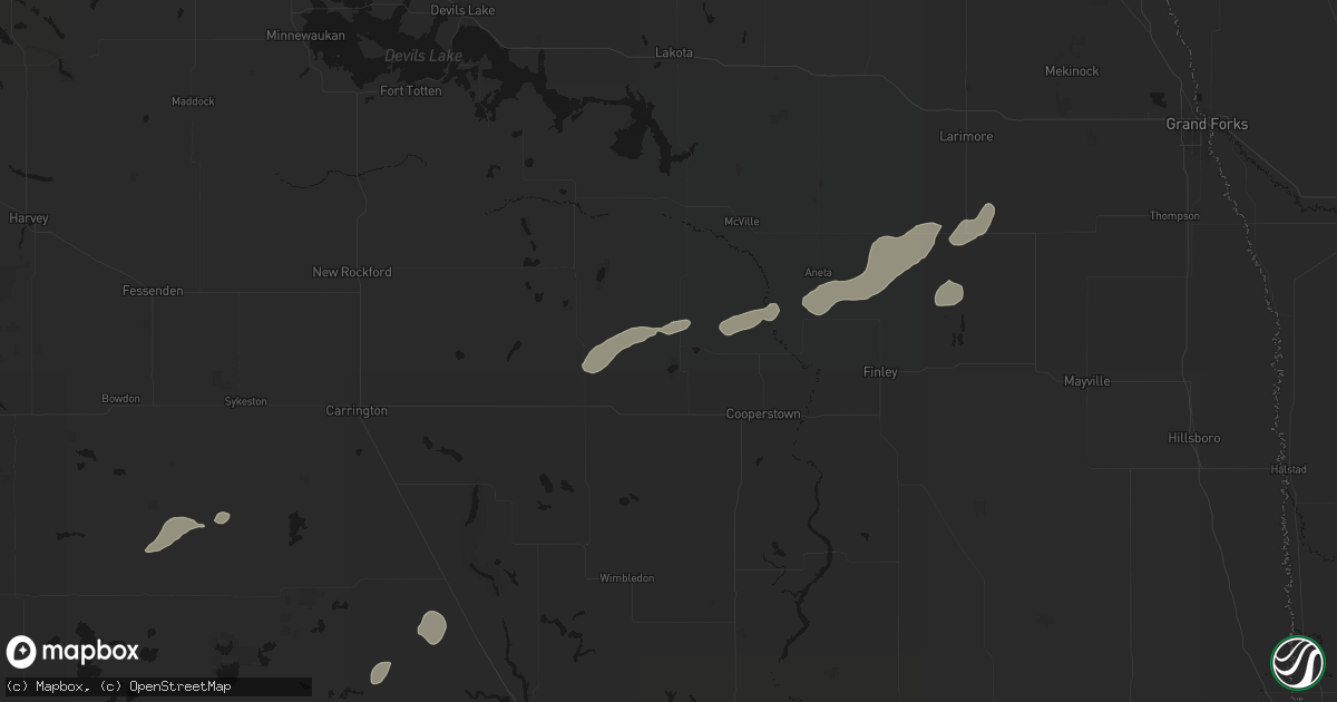 Hail map in Binford, ND on September 6, 2026