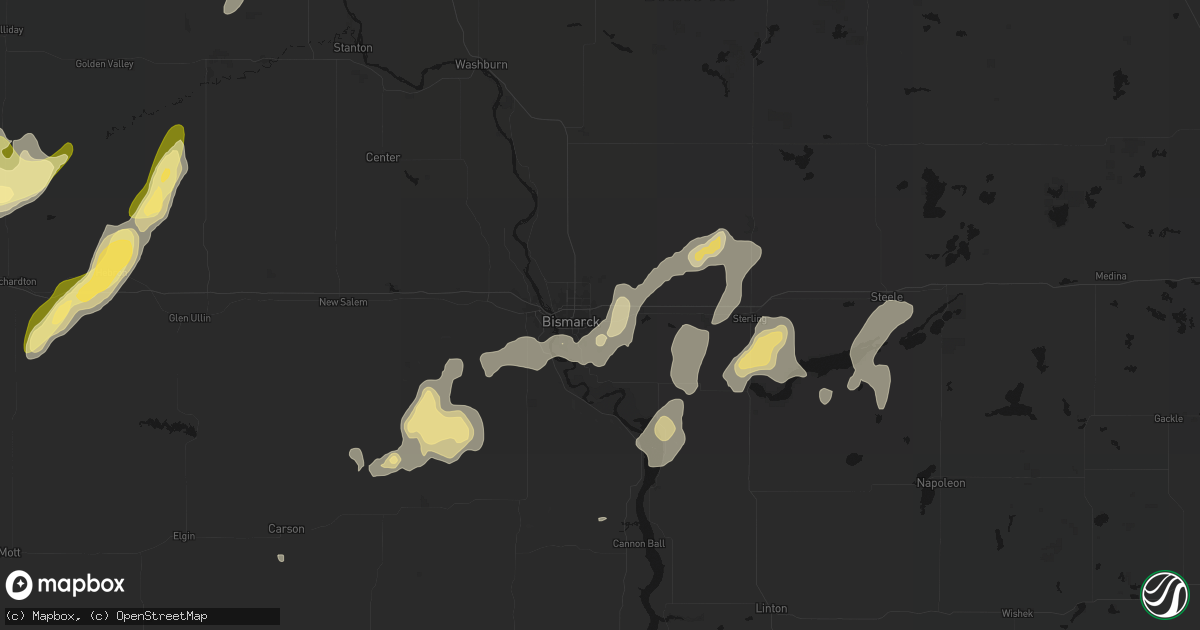 Hail map in Bismarck, ND on September 6, 2026
