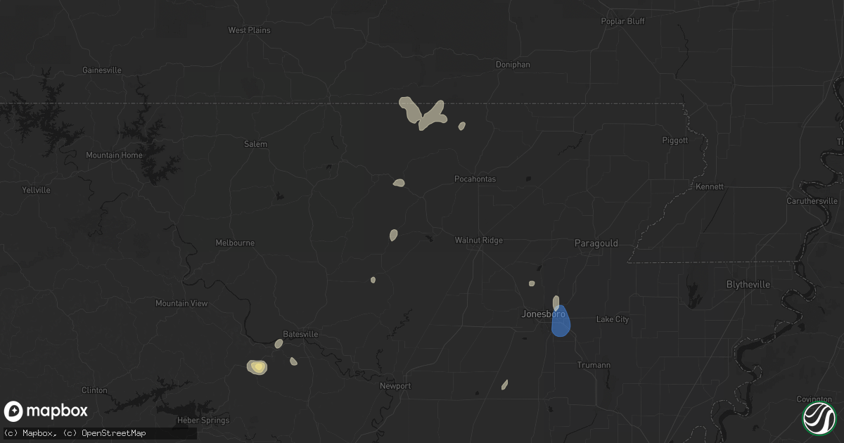 Hail map in Black Rock, AR on September 6, 2026