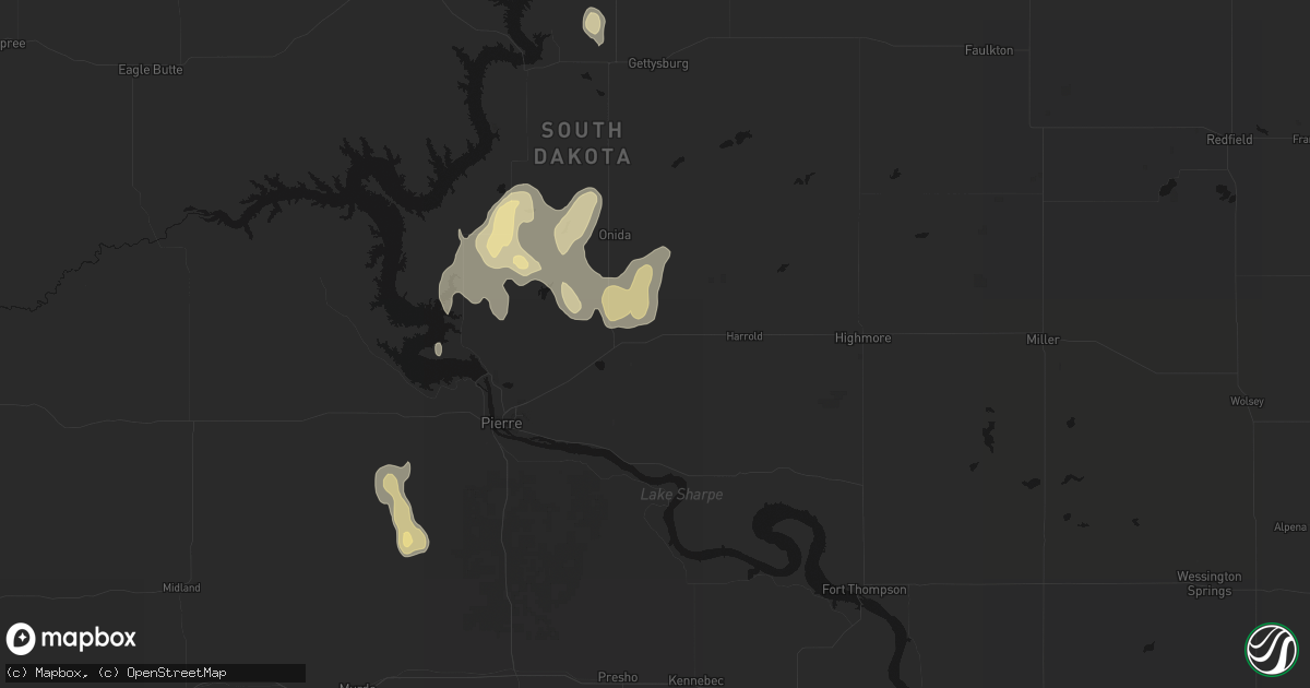 Hail map in Blunt, SD on September 6, 2026