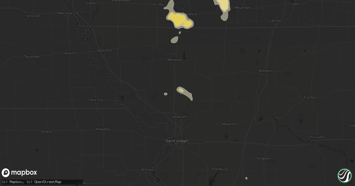 Hail map in Bolckow, MO on September 6, 2026