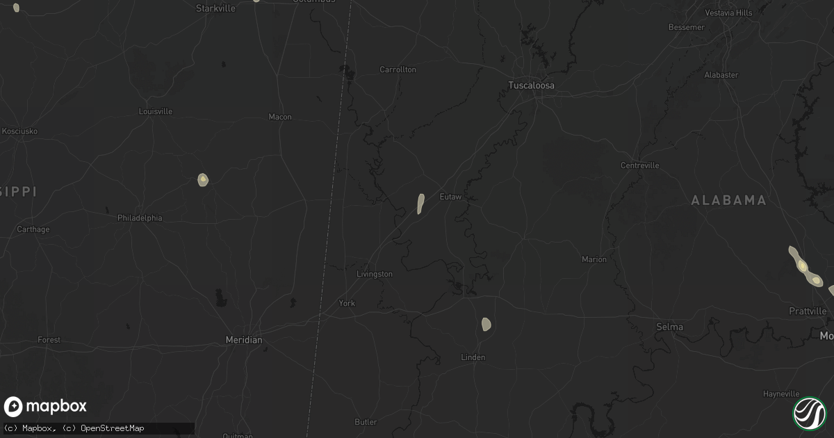 Hail map in Boligee, AL on September 6, 2026
