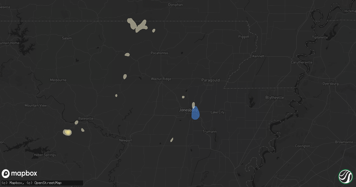 Hail map in Bono, AR on September 6, 2026