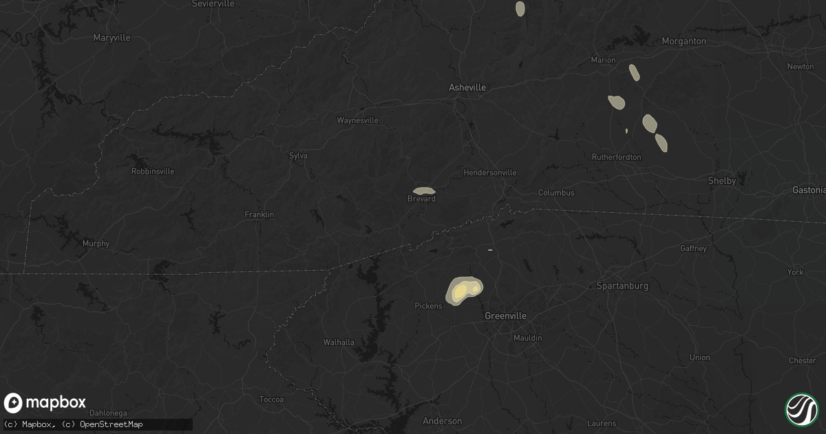 Hail map in Brevard, NC on September 6, 2026