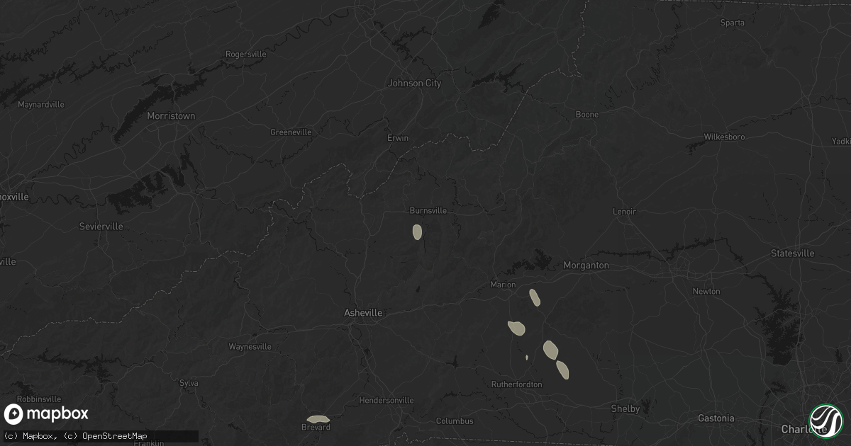 Hail map in Burnsville, NC on September 6, 2026