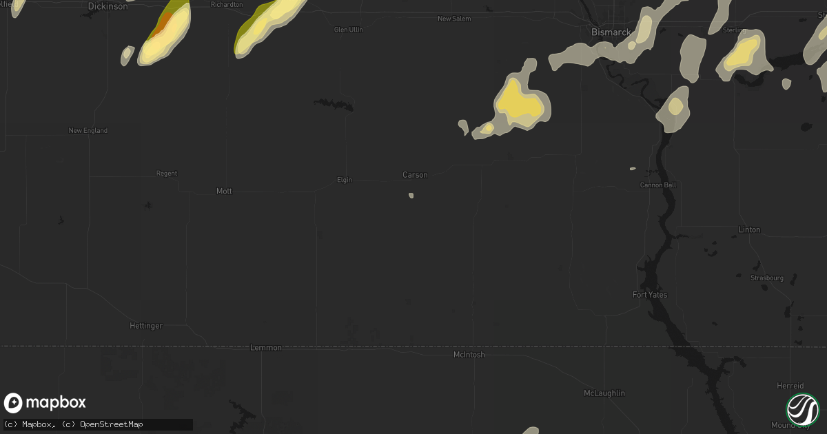 Hail map in Carson, ND on September 6, 2026