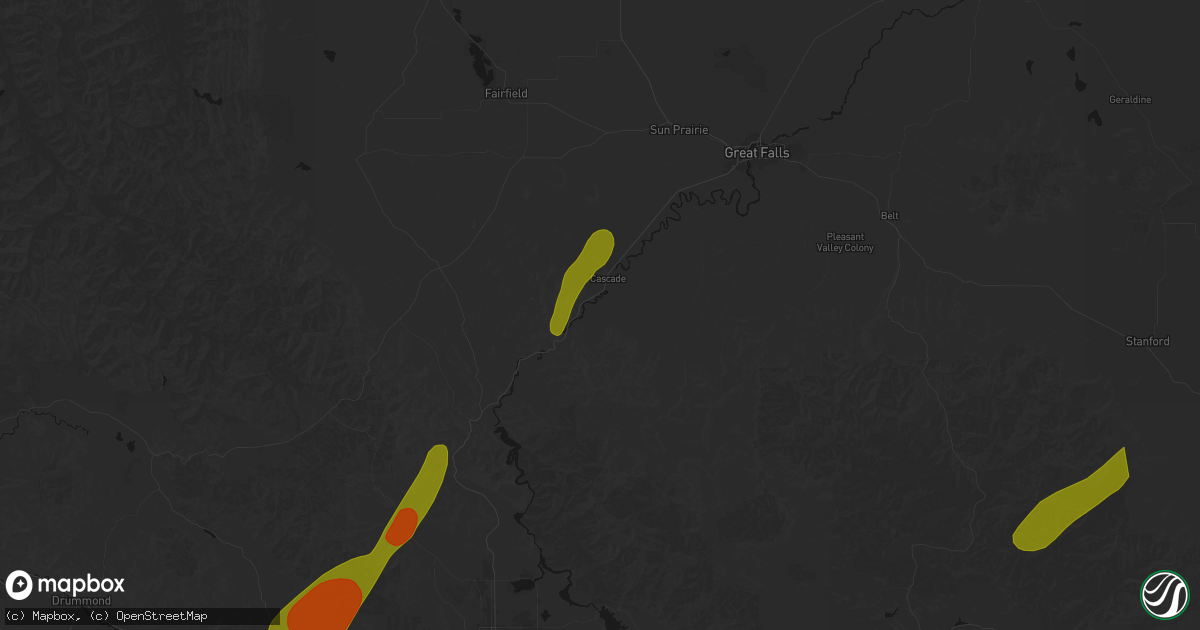 Hail map in Cascade, MT on September 6, 2026