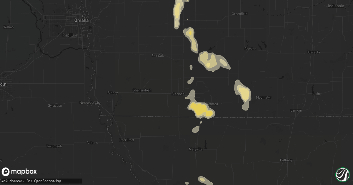 Hail map in Clarinda, IA on September 6, 2026