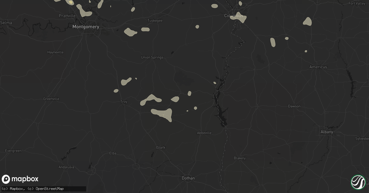 Hail map in Clayton, AL on September 6, 2026