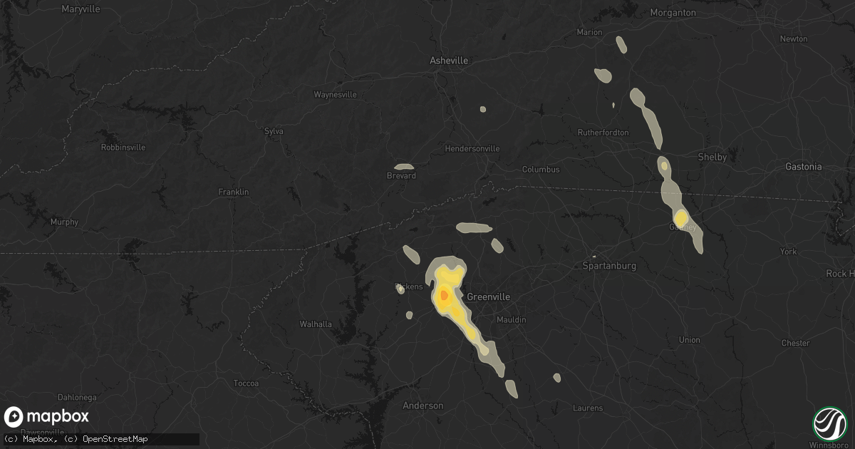 Hail map in Cleveland, SC on September 6, 2026