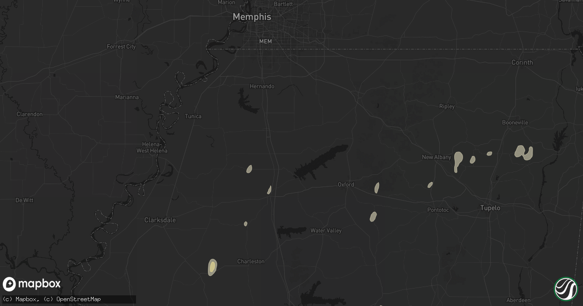 Hail map in Como, MS on September 6, 2026