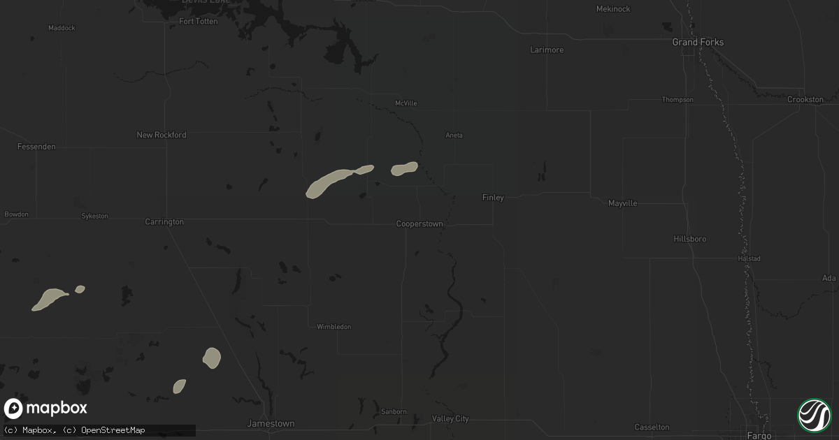 Hail map in Cooperstown, ND on September 6, 2026