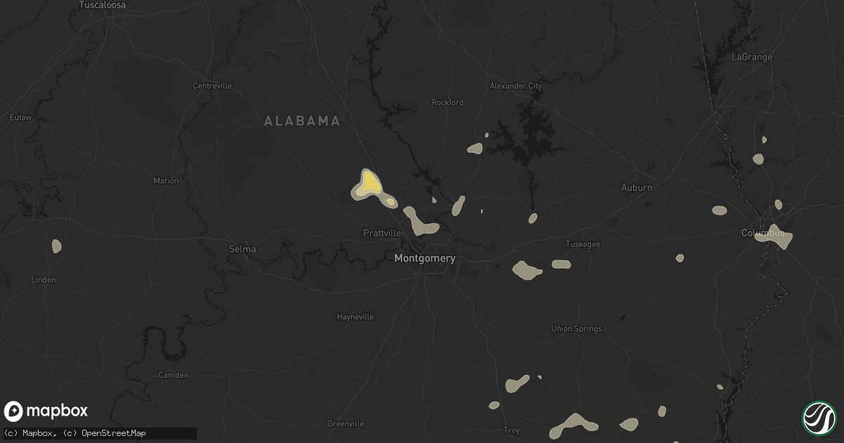 Hail map in Coosada, AL on September 6, 2026