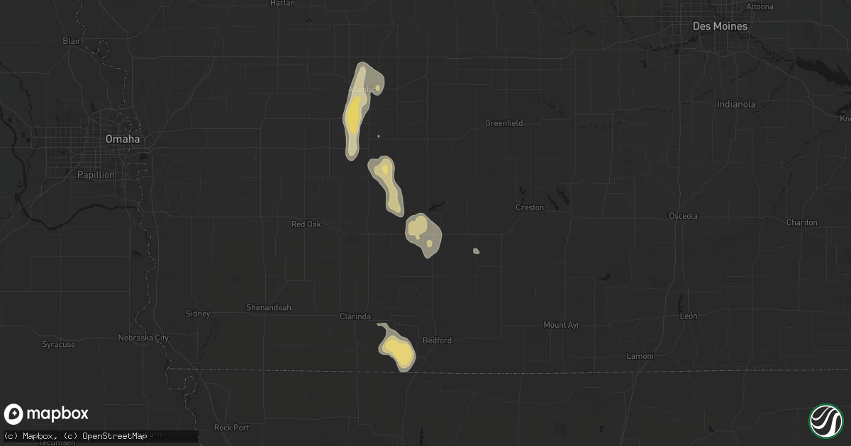 Hail map in Corning, IA on September 6, 2026