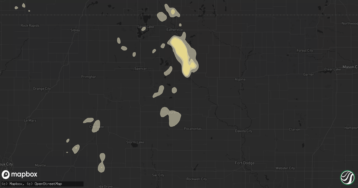 Hail map in Curlew, IA on September 6, 2026