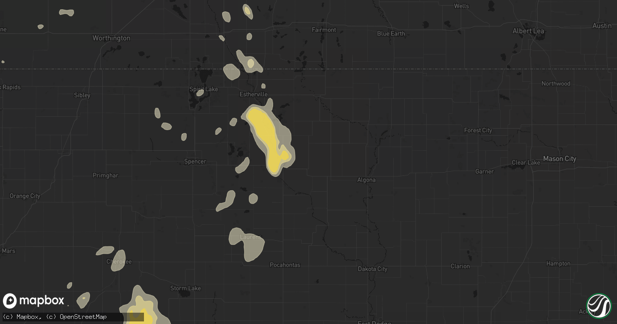 Hail map in Cylinder, IA on September 6, 2026