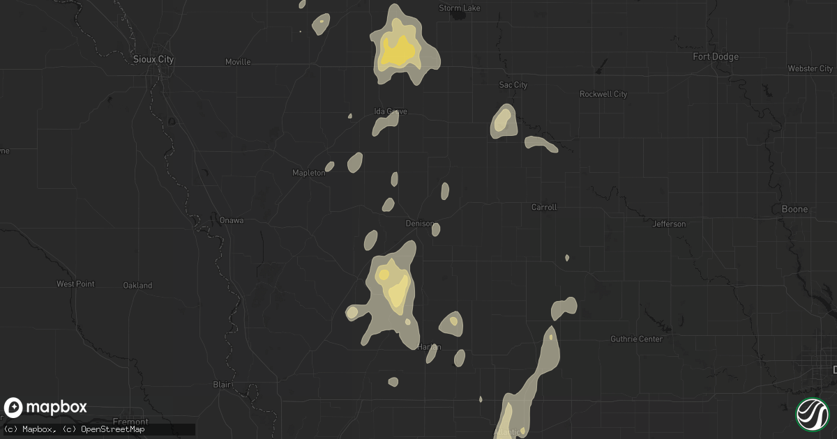 Hail map in Denison, IA on September 6, 2026