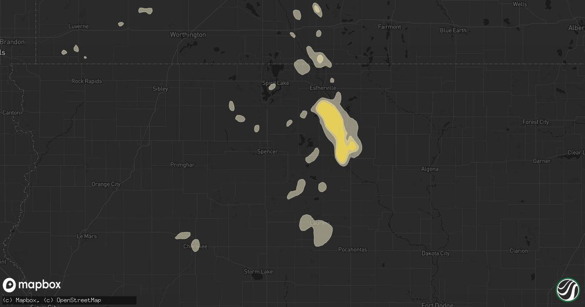 Hail map in Dickens, IA on September 6, 2026