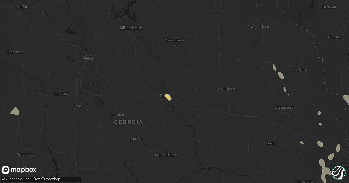 Hail map in East Dublin, GA on September 6, 2026
