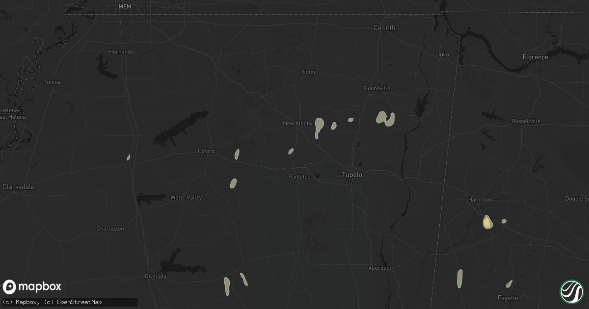 Hail map in Ecru, MS on September 6, 2026