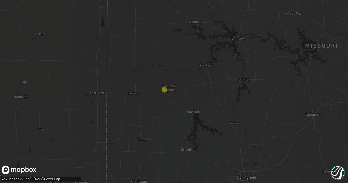 Hail map in El Dorado Springs, MO on September 6, 2026