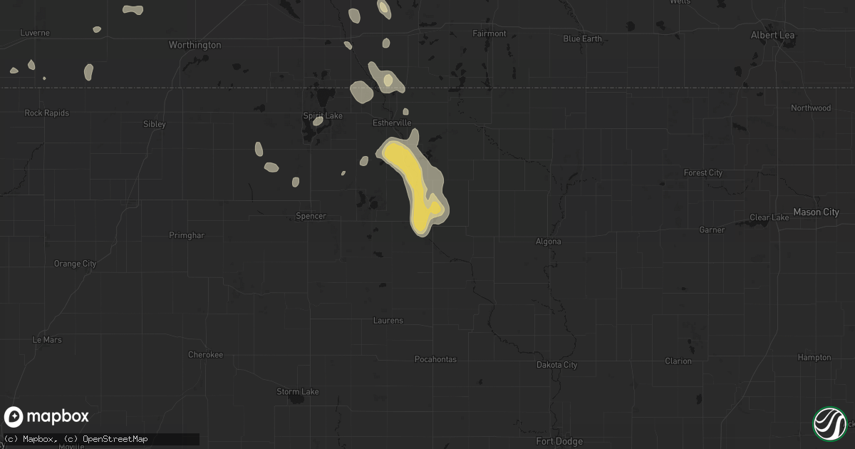 Hail map in Emmetsburg, IA on September 6, 2026