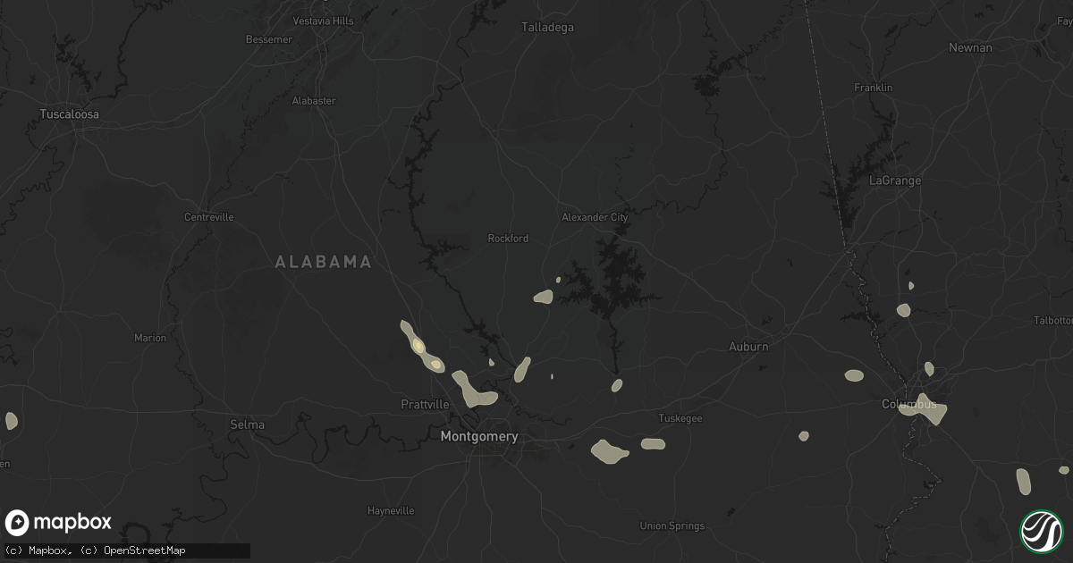 Hail map in Equality, AL on September 6, 2026