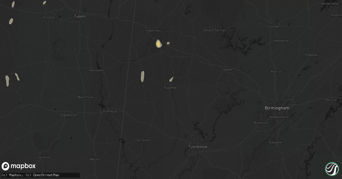 Hail map in Fayette, AL on September 6, 2026