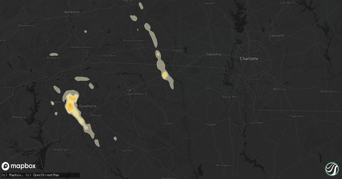 Hail map in Gaffney, SC on September 6, 2026