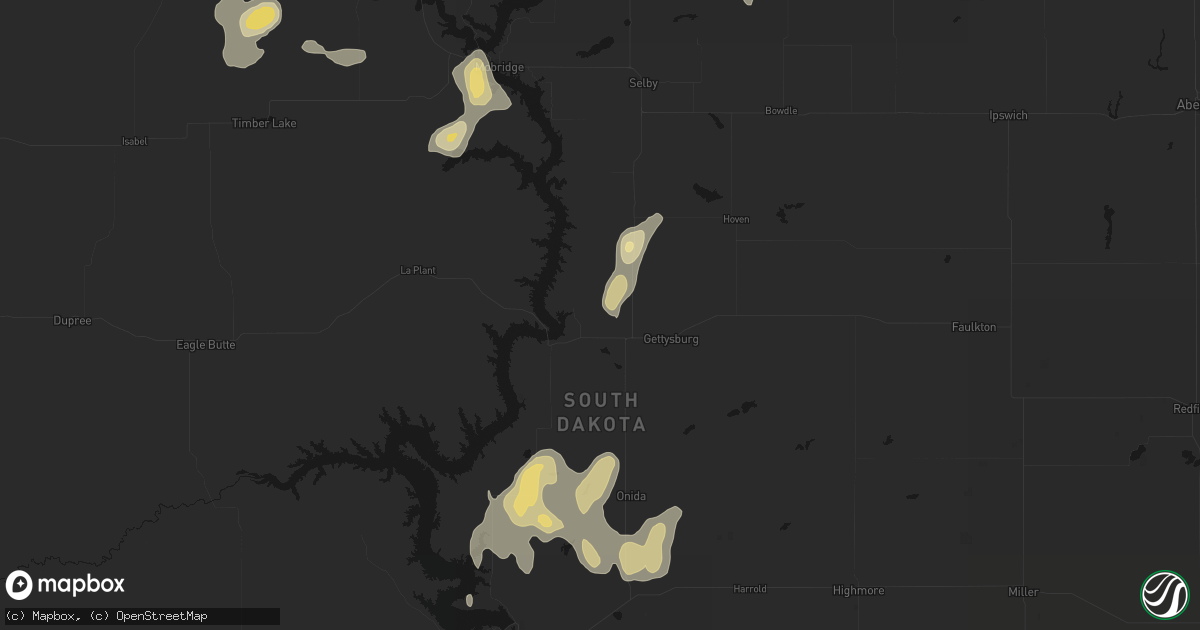 Hail map in Gettysburg, SD on September 6, 2026