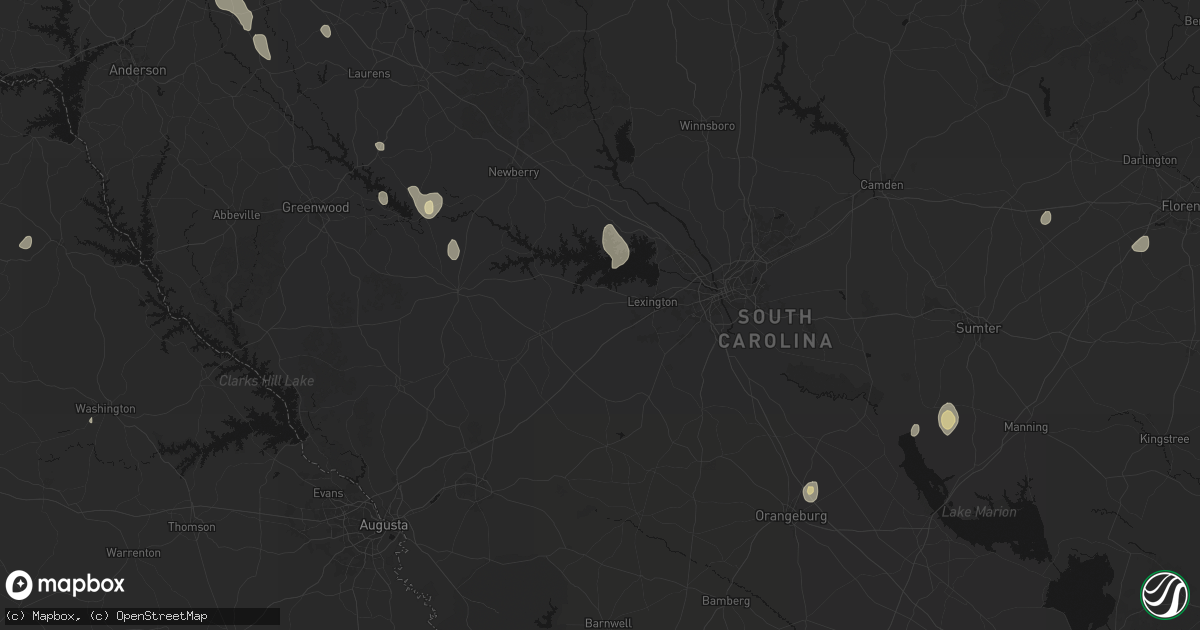 Hail map in Gilbert, SC on September 6, 2026