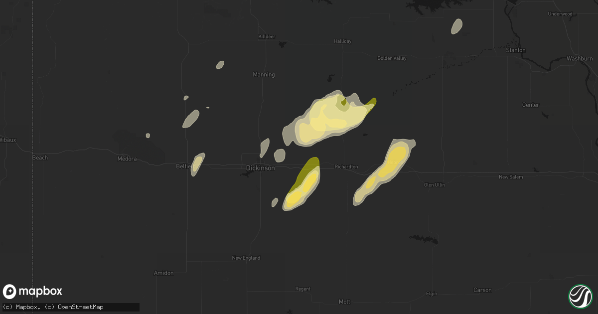 Hail map in Gladstone, ND on September 6, 2026