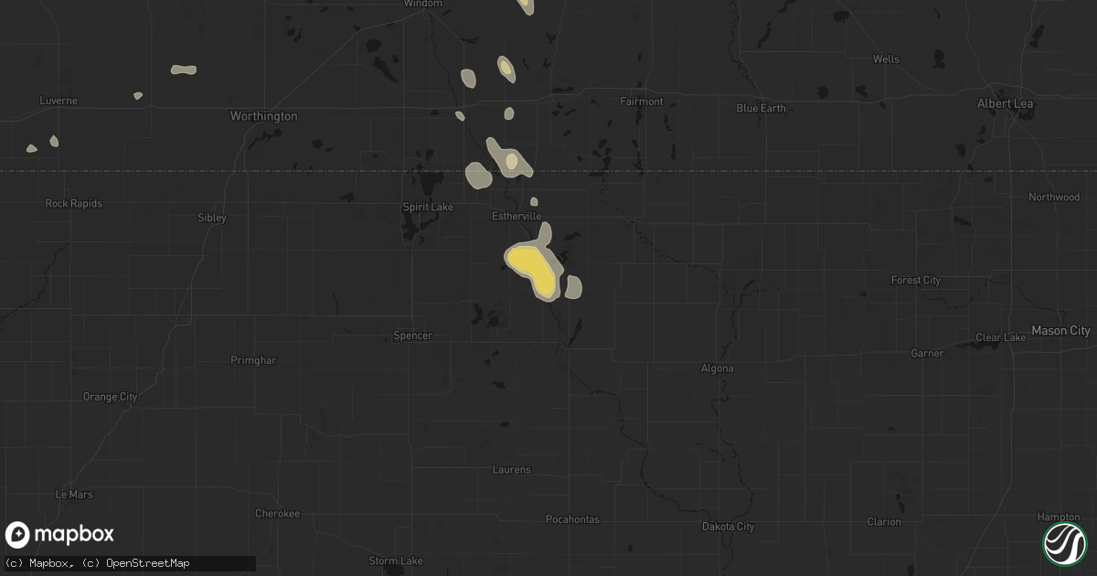 Hail map in Graettinger, IA on September 6, 2026